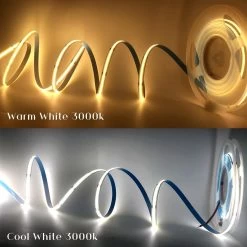 ATOM LED CCT Seamless COB LED Strip 24V 780 LEDs/m IP20 Waterproof WW+CW 10 Metre -Atom Led cct seamless cob led strip 24v 780 ledsm ip20 waterproof wwcw 10 metre kit 563002