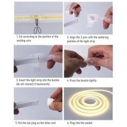 ATOM LED Warm White 3000K COB LED Strip 220V 240V 288 LEDs/m IP65 With UK Plug -Atom Led cob led strip 220v 240v warm white 3000k 288 ledsm ip65 with uk plug 956261