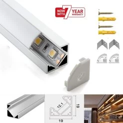 ATOM LED LED Strip Aluminium Corner Profile Milky Cover Cabinet LED Corner Profile 19x19mm