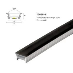 ATOM LED LED Strip Black Silicone Neon Flex Profile Cover Body Flexible Bendable 30x20mm