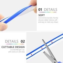 ATOM LED Mini Blue LED Neon Flex DC 12V 6x12mm 120LED/m IP65 Waterproof 2.5cm Cut -Atom Led mini blue led neon flex dc 12v 6x12mm 120ledm ip65 waterproof 25cm cut 507635