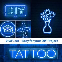 ATOM LED Mini Blue LED Neon Flex DC 12V 6x12mm 120LED/m IP65 Waterproof 2.5cm Cut -Atom Led mini blue led neon flex dc 12v 6x12mm 120ledm ip65 waterproof 25cm cut 977304