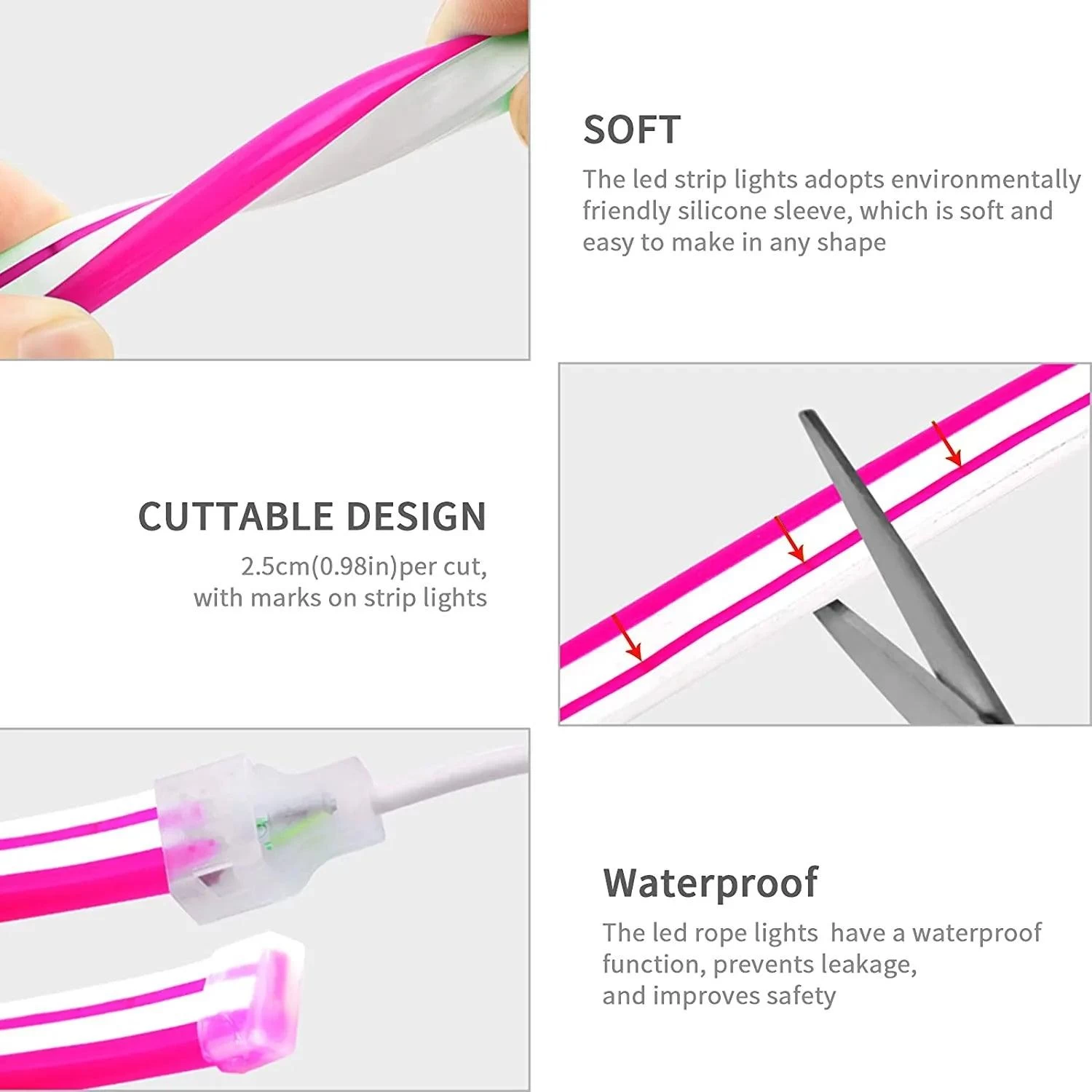 ATOM LED Pink LED Neon Flex DC 12V IP65 Waterproof 8x16mm 120 LEDs/M 1cm Cut 9 ATOM LED Pink LED Neon Flex DC 12V IP65 Waterproof 8x16mm 120 LEDs/M 1cm Cut - Image 7