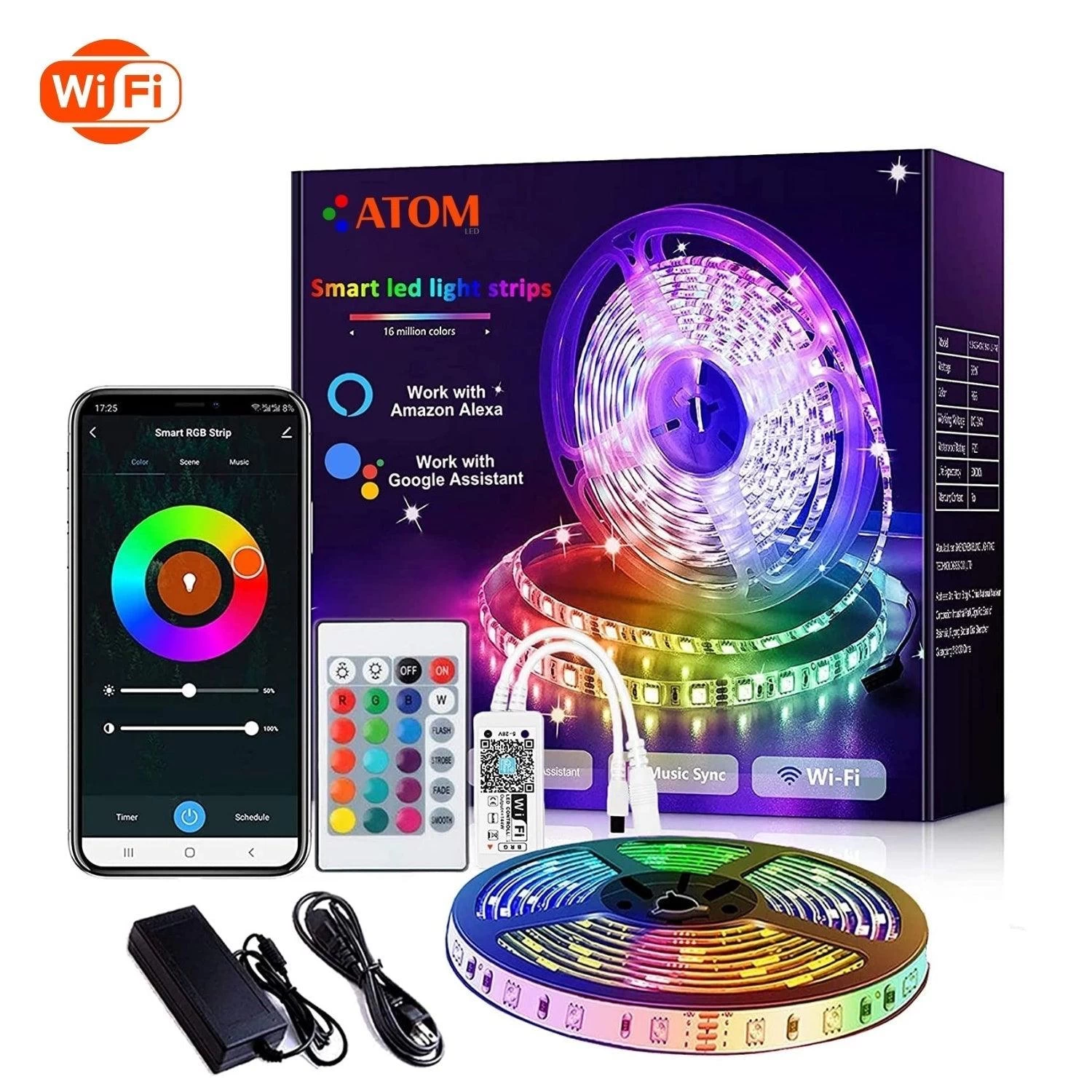 ATOM LED RGB LED Strip 12V IP20 Non-Waterproof 300LEDs 10 Metre WiFi Wireless Control Kit 3 ATOM LED RGB LED Strip 12V IP20 Non-Waterproof 300LEDs 10 Metre WiFi Wireless Control Kit