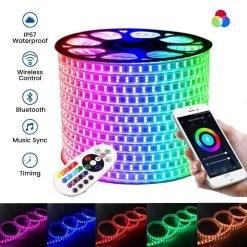 ATOM LED RGB LED Strip 220V 240V 120 LEDs/m IP65 Waterproof WIFI App Control Work With Google & Alexa -Atom Led rgb led strip 220v 240v 120 ledsm ip65 waterproof wifi app control work with google alexa 831460