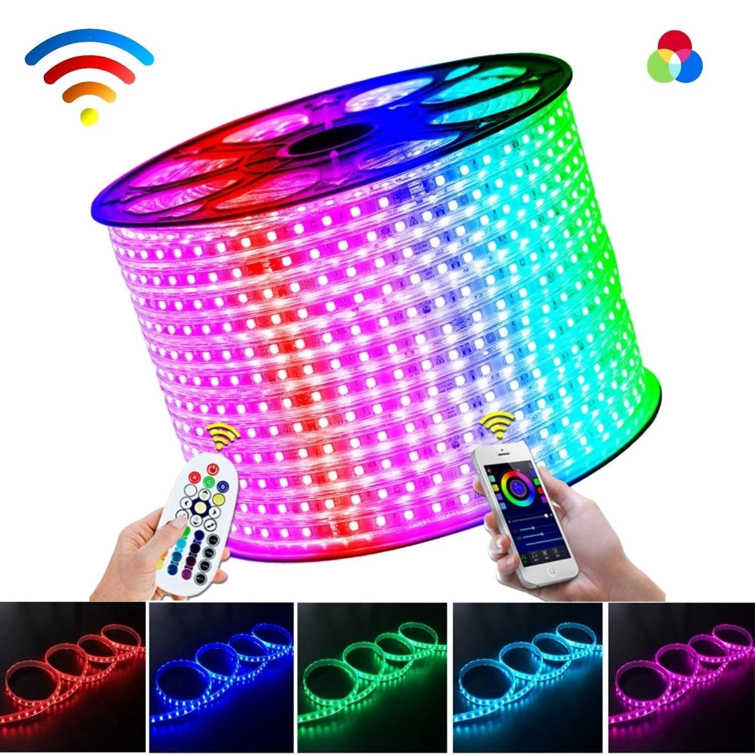 ATOM LED RGB LED Strip 220V 240V 60LEDs/m IP65 Wireless Bluetooth App Control With Remote 4 ATOM LED RGB LED Strip 220V 240V 60LEDs/m IP65 Wireless Bluetooth App Control With Remote - Image 2