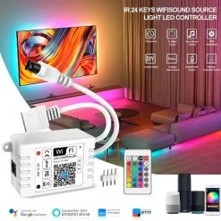 ATOM LED RGB LED Strip With WiFi Controller DC 24V 10m One Length 5050 IP65 Waterproof 60LED/m Full Kit -Atom Led rgb led strip with wifi controller dc 24v 10m one length 5050 ip65 waterproof 60ledm full kit 376719