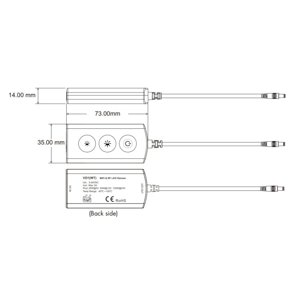 ATOM LED Single Colour 1CH*5A 5-24VDC WiFi & RF CV Controller VD1(WT) 6 ATOM LED Single Colour 1CH*5A 5-24VDC WiFi & RF CV Controller VD1(WT) - Image 4