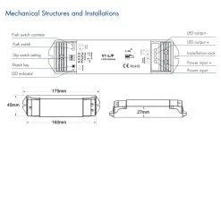 ATOM LED Skydance Single Colour 1CH*15A 12-48VDC CV Controller, Push-Dim V1-L/P With R6-1 Remote -Atom Led skydance single colour 1ch15a 12 48vdc cv controller push dim v1 lp with r6 1 remote 127973