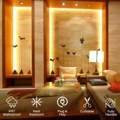 ATOM LED Warm White Neon Flex 220V 240V 8x16mm 120LEDs/m IP65 Waterproof With UK Plug -Atom Led warm white neon flex 220v 240v 8x16mm 120ledsm ip65 waterproof with uk plug 963346