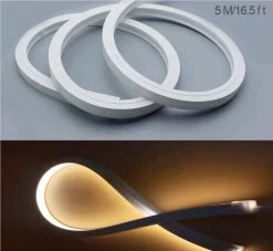 ATOM LED Warm White Neon Flex 3000K 48V 16x16mm Flat Shape Vertical Bending IP65 Waterproof LED Neon Flex Only -Atom Led warm white neon flex 3000k 48v 16x16mm flat shape vertical bending ip65 waterproof led neon flex only 920380