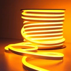 ATOM LED Yellow Neon Flex 220V 240V 8x16mm 120LEDs/m IP65 Waterproof With UK Plug